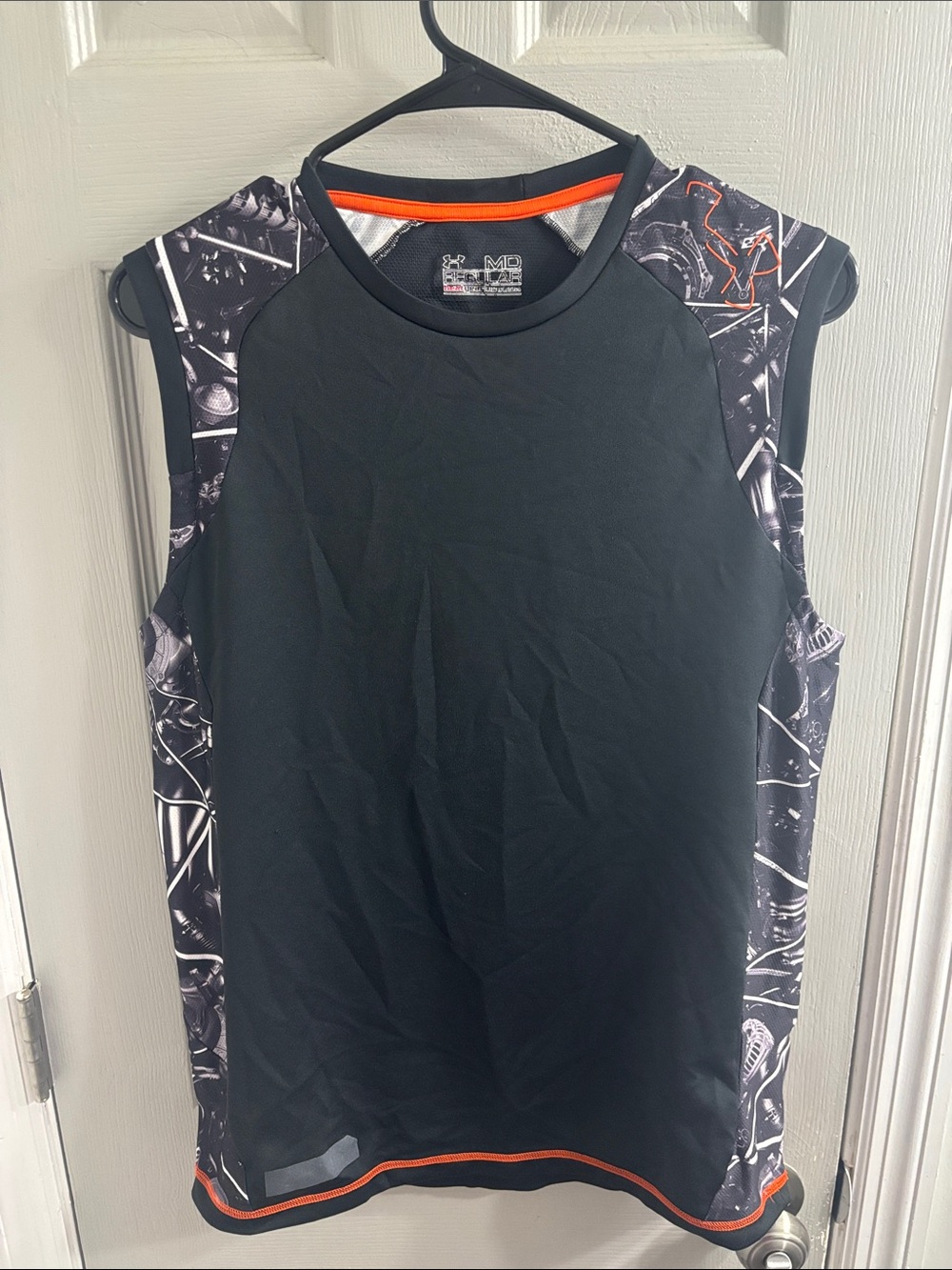 Under Armour Men's Black Sleeveless Training Tank with Orange Accents